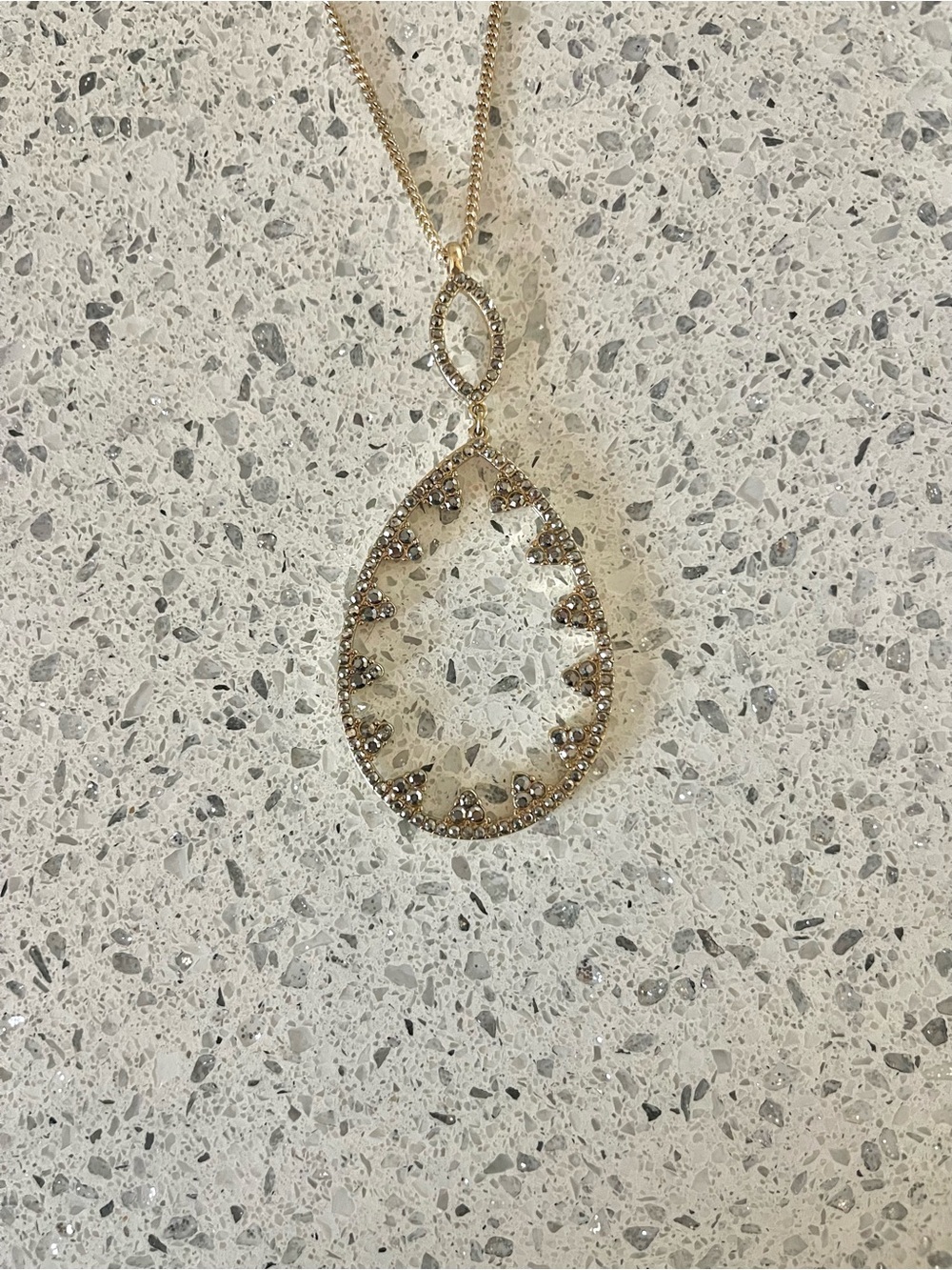 Gold-Tone Teardrop Pendant Necklace - Picture 3 of 5